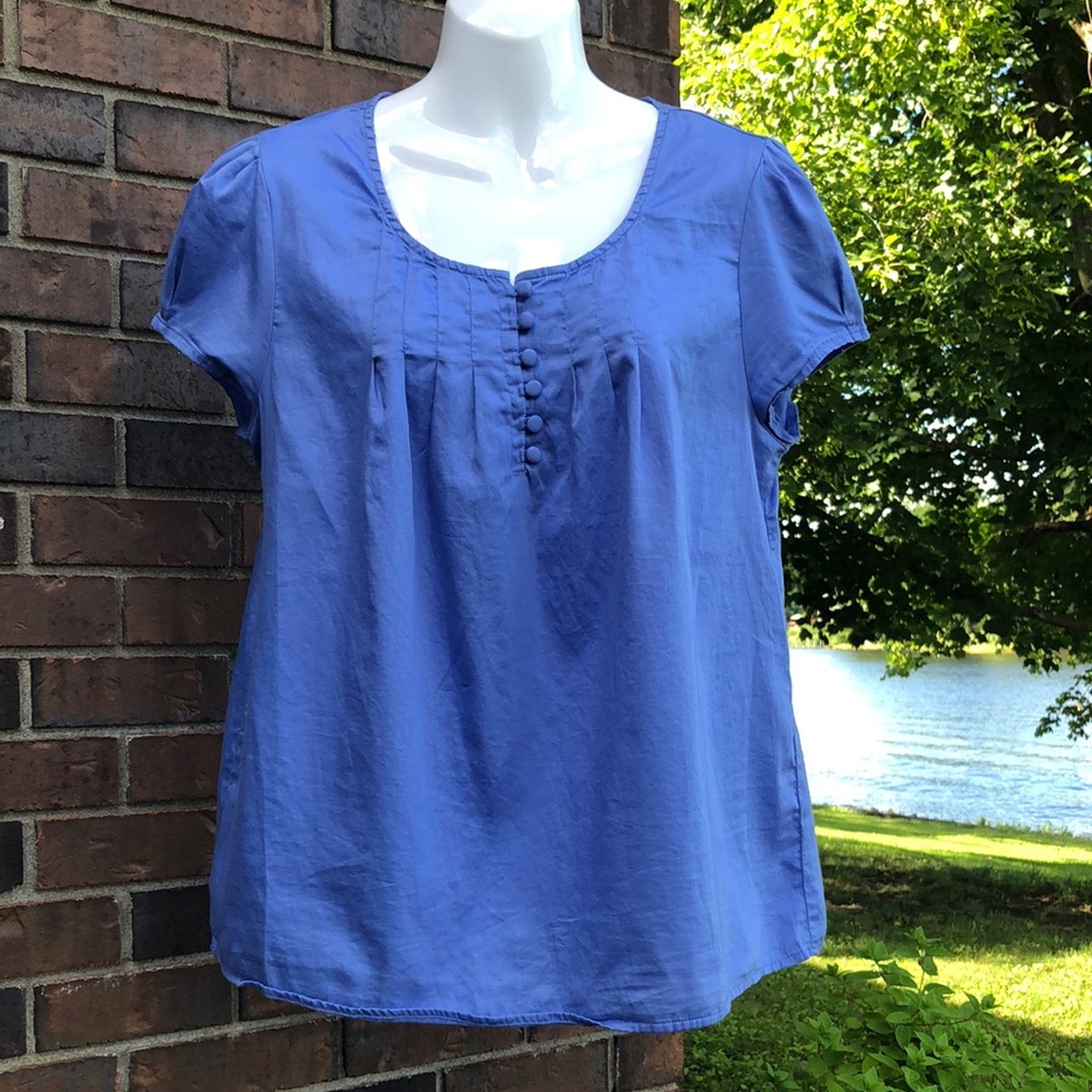 Women's Scoop Neck Short Sleeve Top - Blue